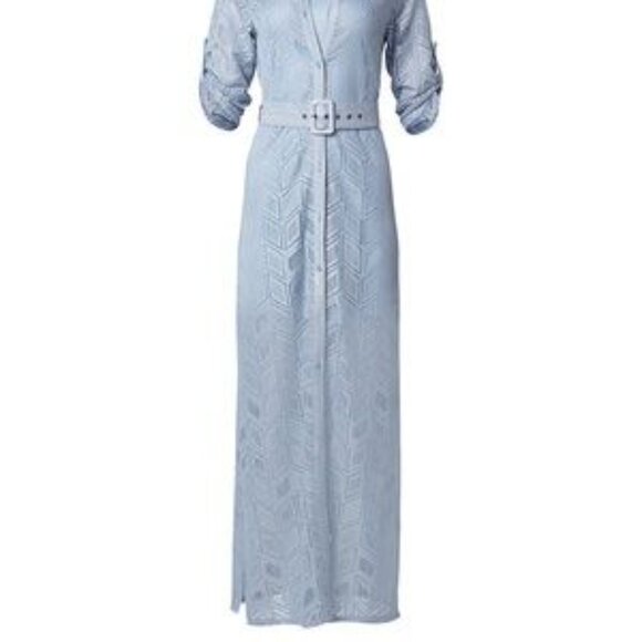 VENUS LIGHT BLUE LACE BUTTON DOWN MAXI - Picture 4 of 5